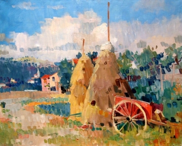 Reinhold Pallas, Italian Landscape with Donkey Carts