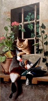 Michelangelo Meucci, Katze mit erlegten Enten