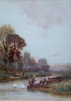 Walter Stuart Lloyd, River Landscape England With Cathedral