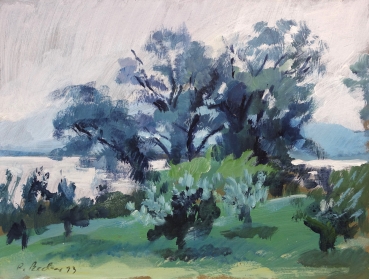 Becker Roland, Landschaft in Blau und Grün