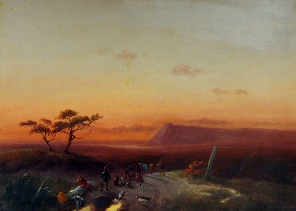 Johannes Franciscus Hoppenbrouwers, Südliche Landschaft im Abendlicht
