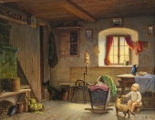 Ignaz Bergmann, Schweiz,  Kinder in der Stube