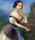 Biedermeiermaler um 1840, Bildnis einer Dame