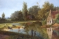 Preview: Barend Cornelis Koekkoek, River landscape with a farmhouse and shepherds