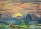 Preview: Georg Maul, Ruderboot im Sonnenuntergang