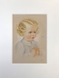 Preview: Elisabeth Thalmann, Mädchen beim Abendgebet, Original Aquarell als Vorlage zur beiliegenden Postkarte
