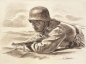 Preview: Karl Seubert, Liegender Soldat mit Gewehr