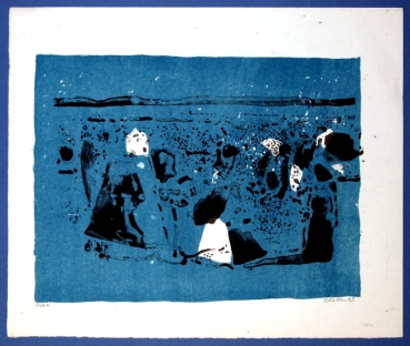 Oskar Koller, Abstrakte Komposition auf blauem Grund
