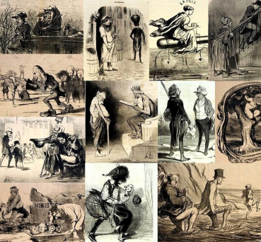 Honore Daumier, Sammlung von 12 Lithografien (Teilweise aus LE CHARIVARI)