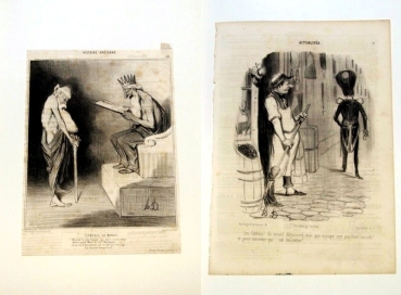 Honore Daumier, Sammlung von 12 Lithografien (Teilweise aus LE CHARIVARI)