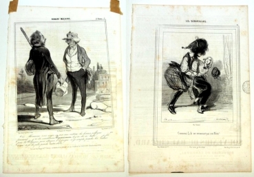 Honore Daumier, Sammlung von 12 Lithografien (Teilweise aus LE CHARIVARI)
