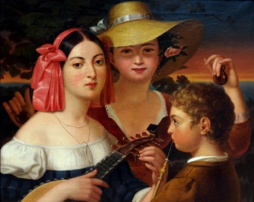 Pehr Berggren (1792-1848), Allegory of Music - three southern musicians (Spain or Italy)