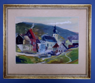 Unbekannter, Deutscher Expressionist (ca. 1960), Dorfansicht