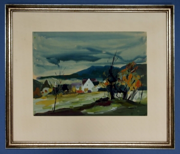 Deutscher Expressionist (ca. 1960), Blick auf ein Dorf