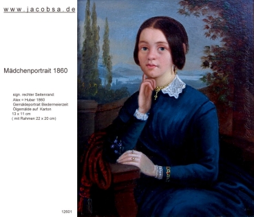 Huber, Alex, Biedermeier Mädchenportrait, 1860