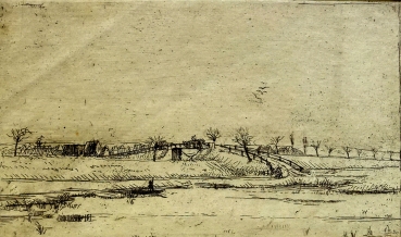 Hans Barthelmeß, Feldlandschaft mit Häusern / Eltersdorfer Brücke