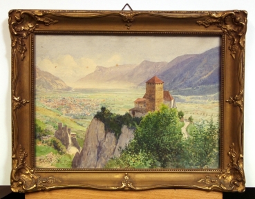 Rudolf Kargl, Schloß Tirol mit Meran im Hintergrund