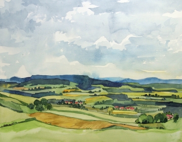 Peter Leonhardt, Fränkische Landschaft mit kleinen Dörfern