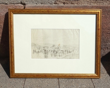 Carl Ebert, landscape with cattle in the riverbed