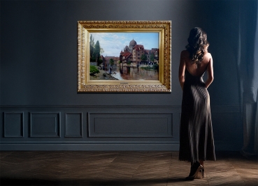 Preview: August Fischer, Blick über die Pegnitz auf die Synagoge in Nürnberg