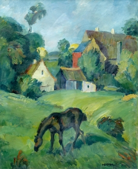 Karl Hemmerlein, horse in front of farm