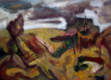 Joles Bickel-Schultheis, abstract landscape, signed. Troffac