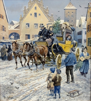 Fritz Bergen, Postkutsche im Winter