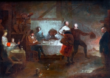 Januarius Zick, Tanzende Bauern vor einer Schenke