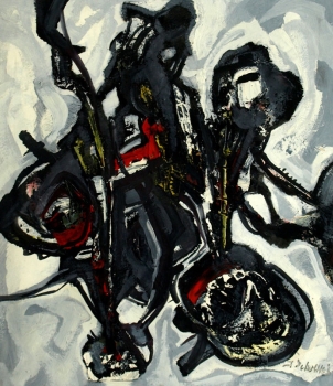 Joles Bickel-Schultheis, Abstract (black and white with red)