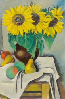 Georg Winter, Still life with sunflowers and fruits