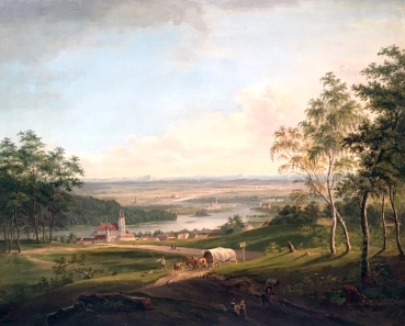 Peter von Hess,  Innlandscape overlooking monastery Vornbach and Schärding, Österreich