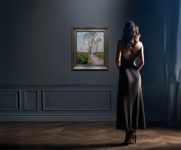 Preview: Andreas Bach, Gänse und Ochsenfuhrwerk auf der Landstraße