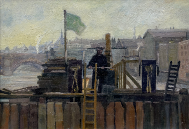 Eberhard Riegele, Schleuse an der Themse mit Blackfriars Brücke, London