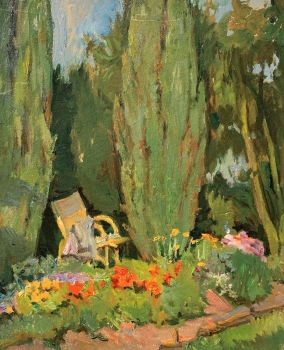 Hans Oertle, Deck chair in the garden