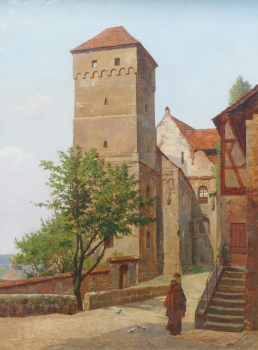 August Fischer, Vorhof der Nürnberger Burg mit Heidenturm
