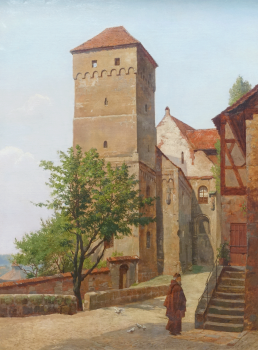 August Fischer, Courtyard of the Nuremberg Castle with heathen tower