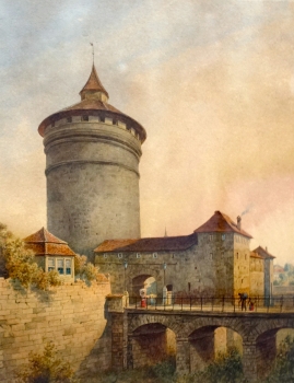 Edmund Krenn, Ansicht vom Spittlertorturm und der Stadtmauer (Nürnberg)