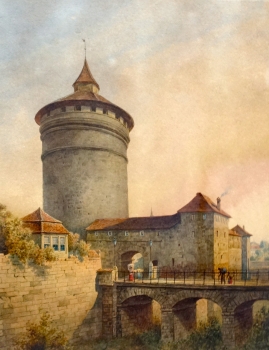 Edmund Krenn, view from the Spittler gate tower and the city wall (Nuremberg)