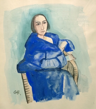 Carl Hofer, woman in blue coat