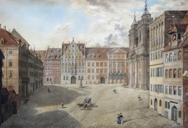 Johann Georg Serz, The Egidien Square with Peller House and Church