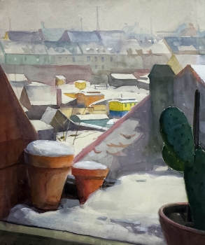 Andreas Bach, View from the Studio Window at the Snowy Nuremberg