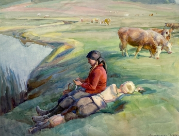 Andreas Bach, Farmer by the water with cows