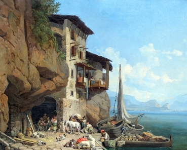 Heinrich Bürkel, The Osteria of Ponale on Lake Garda