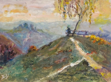 Unleserlich sign. (Impressionist), Rastender mit Bergpanorama