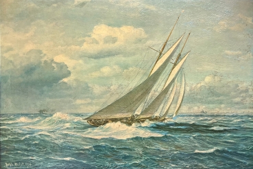 Reproduction after Johannes Holst, Schooner-Yacht on Prosperous Journey