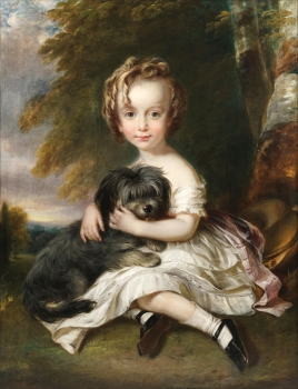 Franz Xaver Winterhalter (zug.), Junges Mädchen mit Hund vor Landschaft