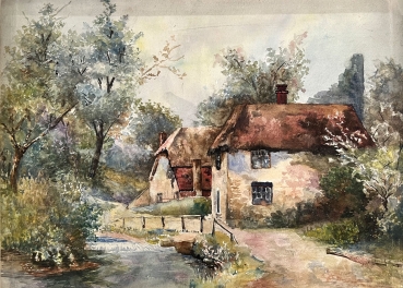 Unknown, Two Farmhouses by the Stream