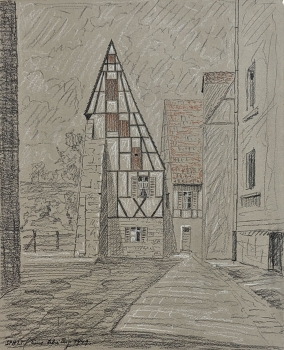 Emil Scheidig, Spalt - Altes Fachwerk an der Stadtmauer