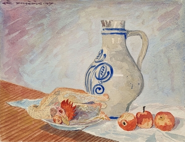 Emil Scheidig, Stillleben mit Hahn
