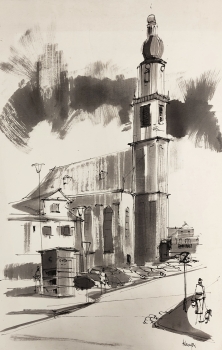 Tugomir Huberger, Church Ink drawing